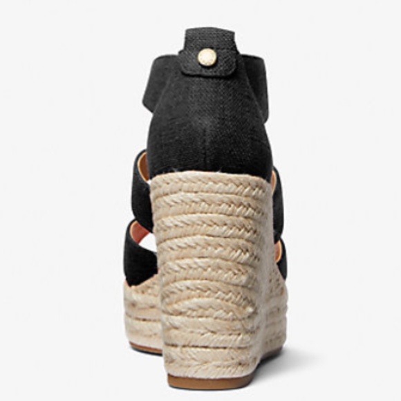 Michael Kors Black Etta Linen Blend Wedge Sandal New without tag Size 7 - Picture 3 of 13